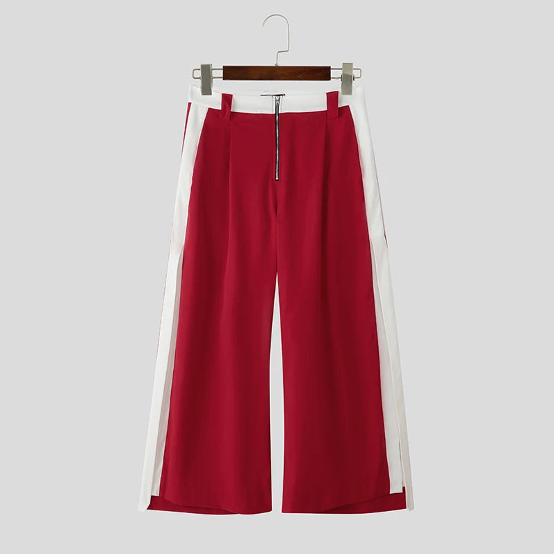 INCERUN Men Sets Patchwork Turtleneck Irregular Crop Shirt Cloak & Wide Leg Pants 2PCS Streetwear Loose Fashion Casual Men Suits