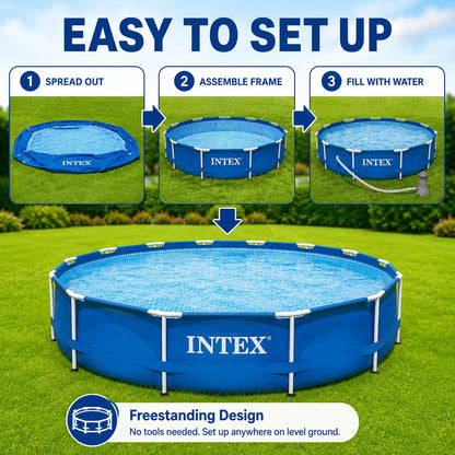 INTEX 366x76cm Round Frame Swimming Pool 6503L Above Ground Family Pool with 2006L/h Filter Pump 220-240V