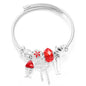 New Trendy Rhinestones Dragonfly Crystal Beaded Pendant Bracelet Stainless Steel 4 Colors Closure Bangles Women Bracelet Jewelry