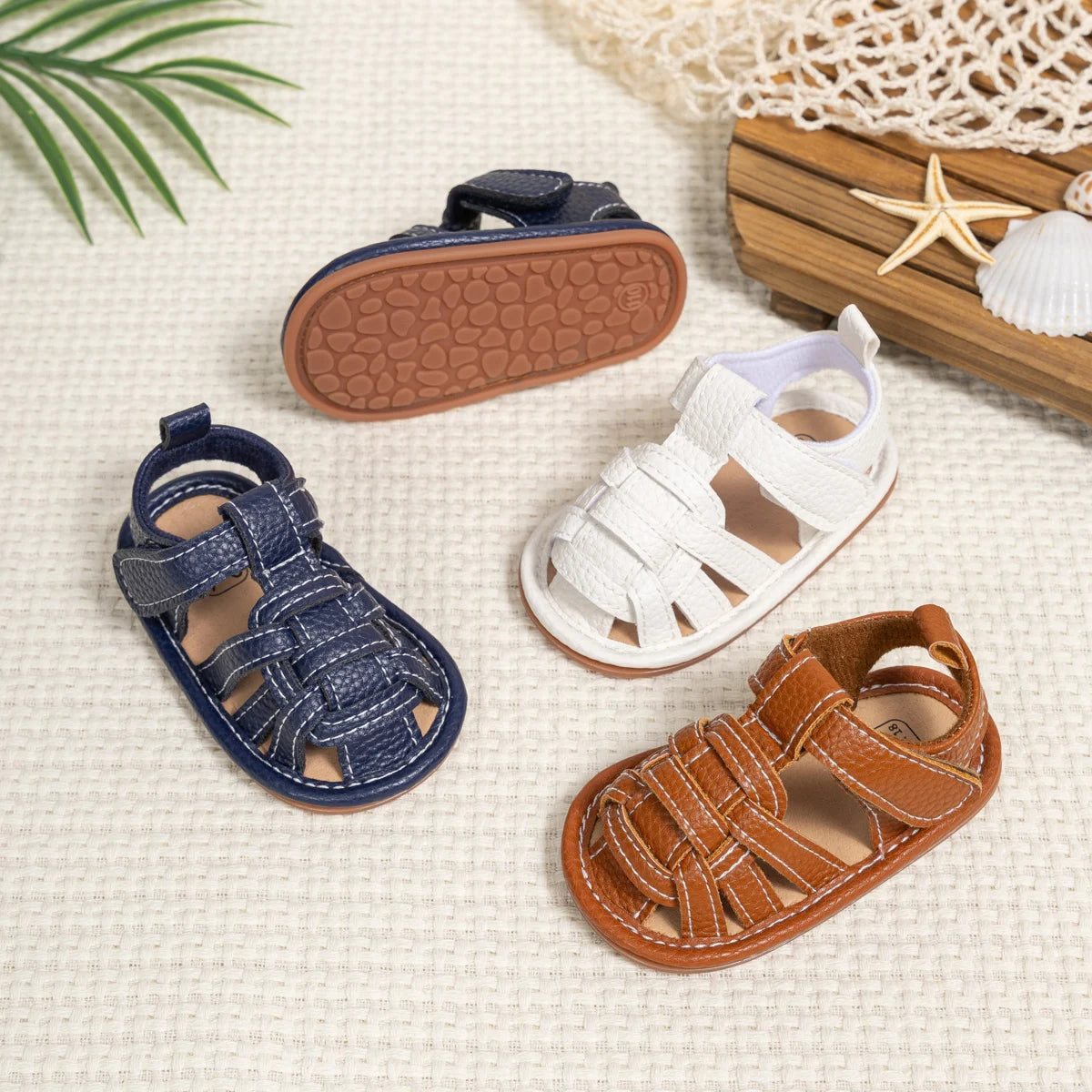 Summer Retro Unisex Baby Beach Sandals Wrap Toe Breathable Anti-slip Wear-resistance Braided Sandals Baby Toddler Shoes