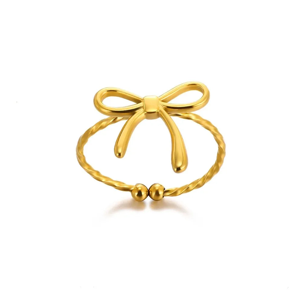 Cute Butterfly Rings For Women Gold Color Stainless Steel Geometric Opening Butterfly Ring Aesthetic Wedding Christmas Jewelry