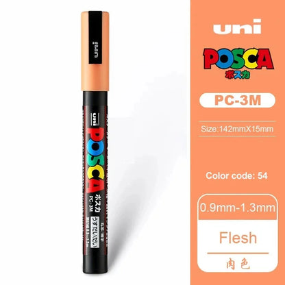 1pcs Japan UNI POSCA Markers PC-1M/3M/5M Acrylic Graffiti Pen Waterproof DIY Stackable Color Art Painting School Supplies