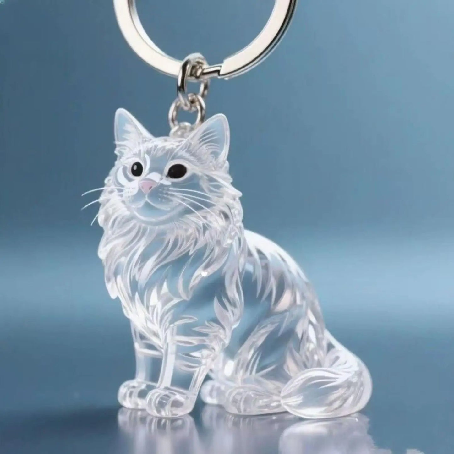 Cute Animal Fur Capsule Keychain, Transparent Cat Hair Bag Pendant, Souvenir Collection and Gift Decorative Accessory