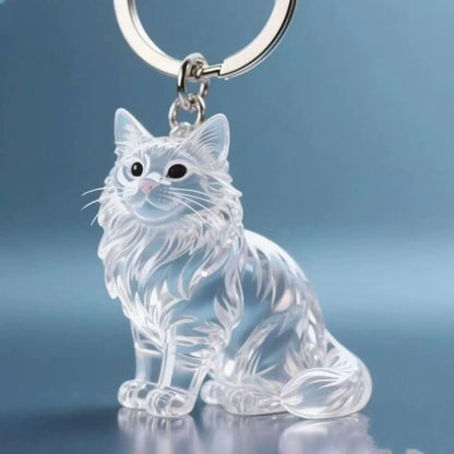 Cute Animal Fur Capsule Keychain, Transparent Cat Hair Bag Pendant, Souvenir Collection and Gift Decorative Accessory