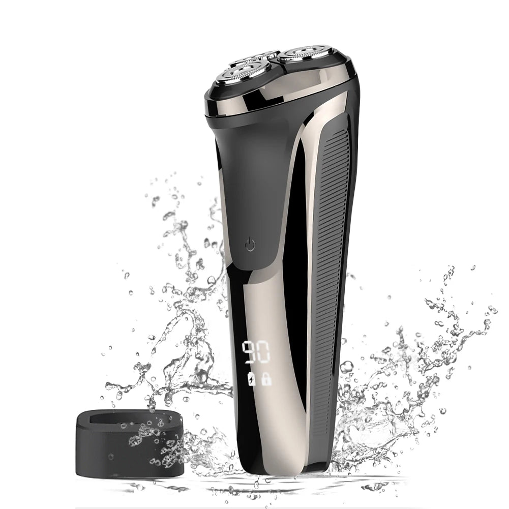 Hatteker 5-D Reciprocating Shaver for Men Home Use Beard Trimmer with LCD Digital Display Mesh Whitener USB Haircut Machine