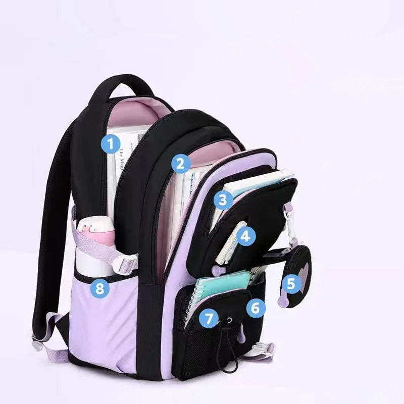 Love Pattern School Bag Backpack Pencil Case lunch bag Three Piece Set Nylon Fabric Waterproof Boy Girl Teenagers Trend Backpack