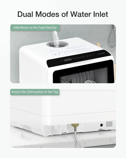 BlitzHome BH-CDW1 Smart Portable Countertop Dishwasher with APP Control 4-6 Sets Big Capacity Dual Water Inlet Modes Washers