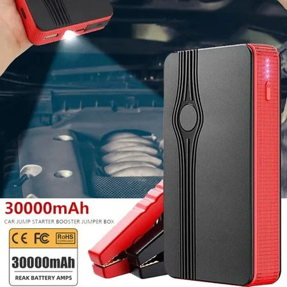 Portable Car Jump Starter 30000mAh Emergency Power Supply with Battery Clips and 3-in-1 USB Cable for Vehicle
