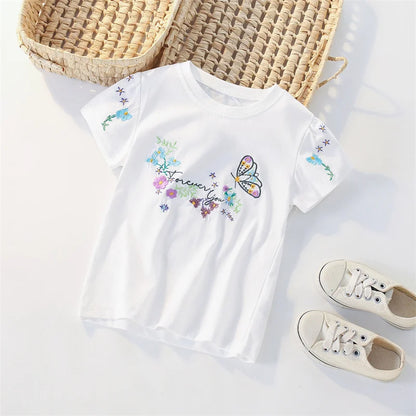 Jumping Meters 3-8T Fashion Design Kids Tees Hot Selling Cotton Summer Girls Tshirts Baby Clothes Children's Tees Tops