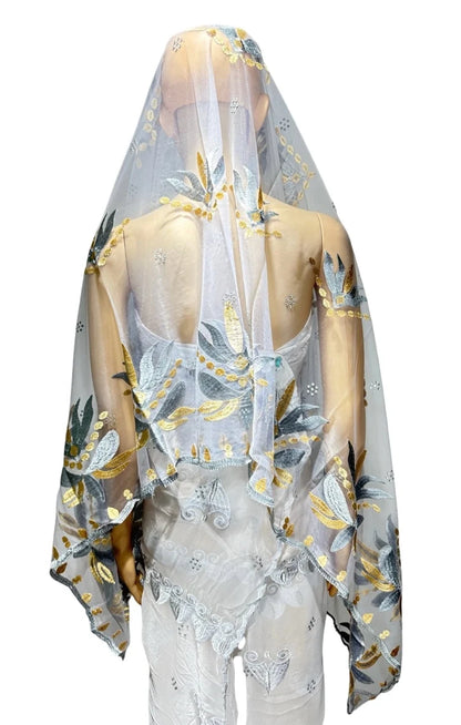On Sale 2025 New African Net Hijab Scarf for Muslim Women African Dubai Islam Headscarf Embroidery Shawls Voile