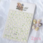 2pcs 5D White Daisy Design Nail Art Stickers Embossed Daisy Floret Green Leaf Nail Art Decals DIY Spring Summer Decor Stickers