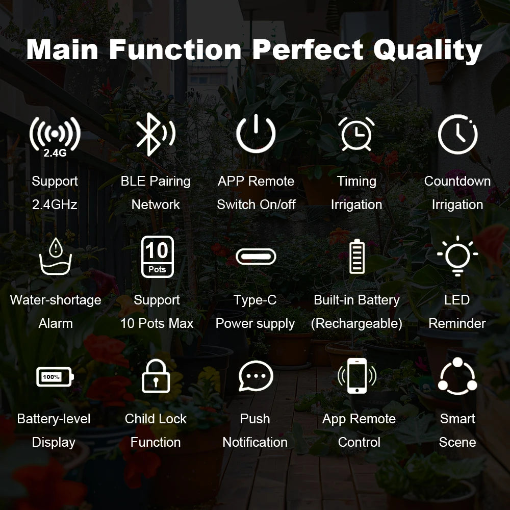 WiFi Intelligent Watering Device Timed Automatic Drip Irrigation System Remote APP Control Auto Watering for Indoor Plants