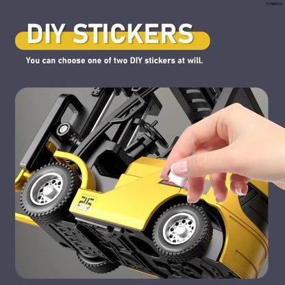 1:64 Remote Control and Alloy Truck Forklift with Trailer Worktop Mini Bluetooth RC Elevator Vehicle Children's Toy Holiday Gift