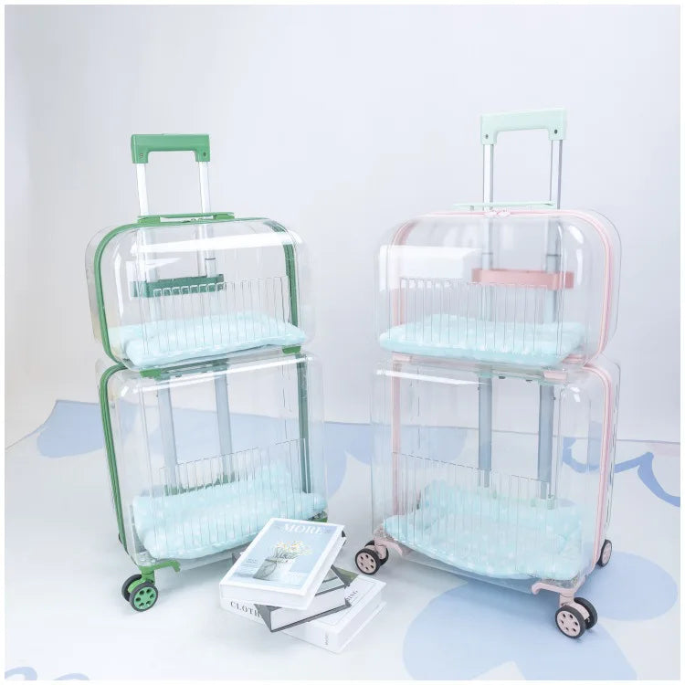 Pet Outdoor Suitcase Portable Car Mounted Double-layer Transparent Breathable Cat and Dog Tour Cat Bag