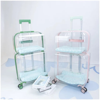 Pet Outdoor Suitcase Portable Car Mounted Double-layer Transparent Breathable Cat and Dog Tour Cat Bag