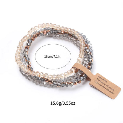 ZAKOL 4 Pieces Set Faceted Glass Beads Stretch Bracelet AB Effected Glass Beads Elastic Beaded Handmade Bracelet Jewelry