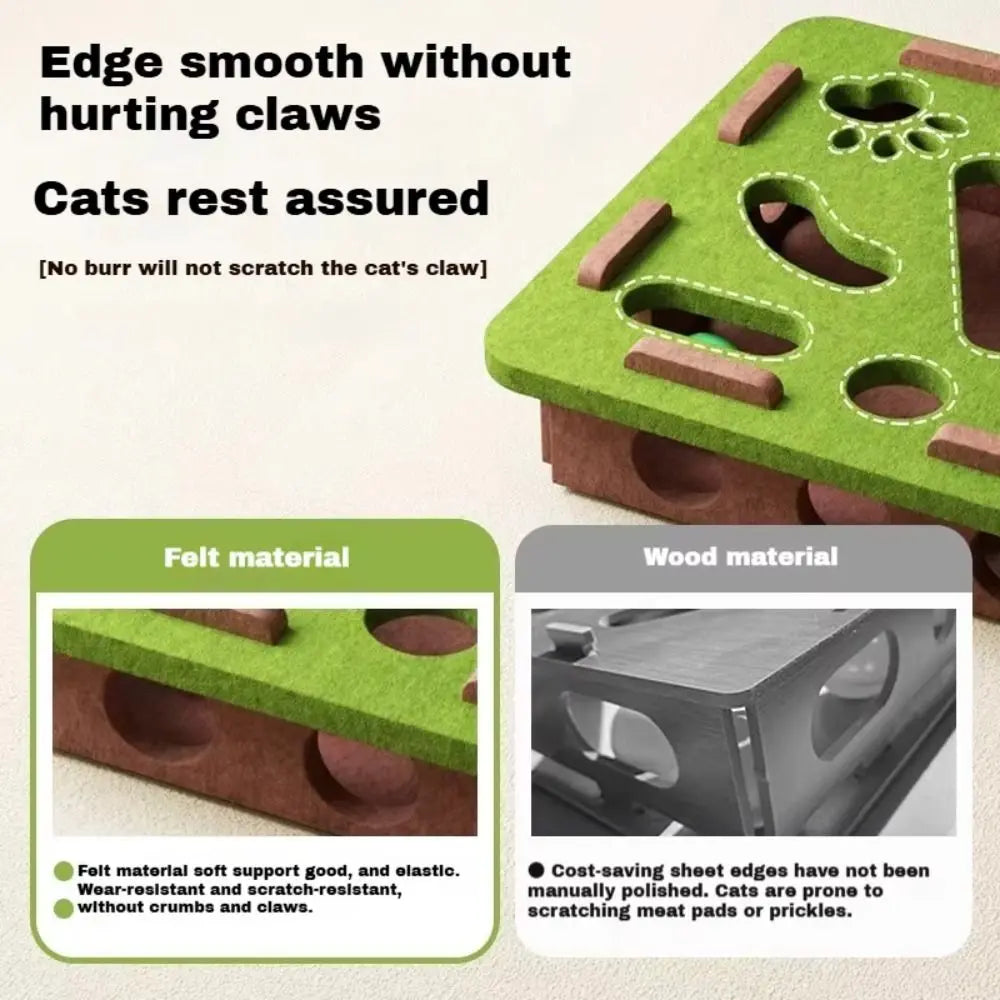 Cat Scratching Posts For Indoor Cat Puzzle Toy Felt Puzzle Box Cat Exercise Toy with Ball Kitten Interactive Indoor Exercise Toy