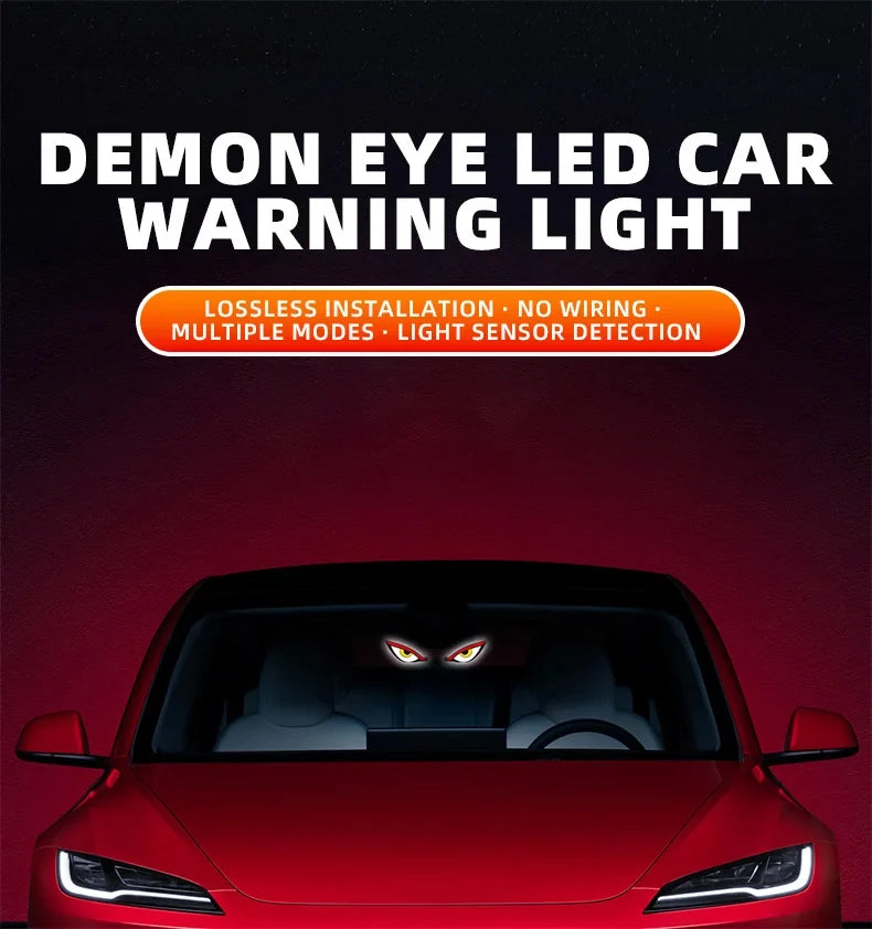 Solar Demon's Eye Car Lights Dynamic Expression Led Light Ambience Lamp Decoration Rechargeable Warning Lamps with Suction Cups