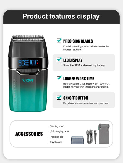 VGR Face Shaver Professional Hair Trimmer Mini Shaver Cordless Beard Trimmer Adjustable Barber Hair Clipper V-906 V-003 V-308