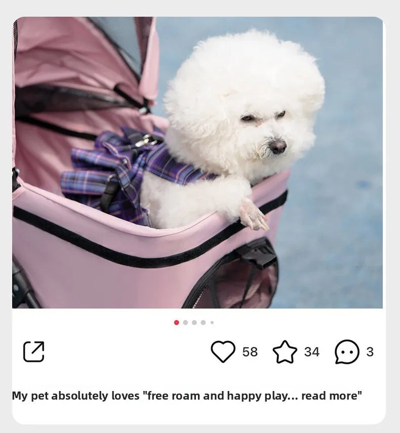 Pet cart Lightweight foldable out Pet cart Small dog cart Separable basket pet carriers and travel gear