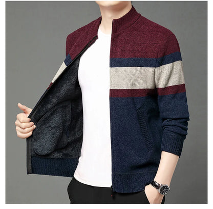Premium Thick Chenille Fabric Warm New Brand Casual Fashion Stand Collar Men Jacket Streetwear Zipper Autumn Winter Coats