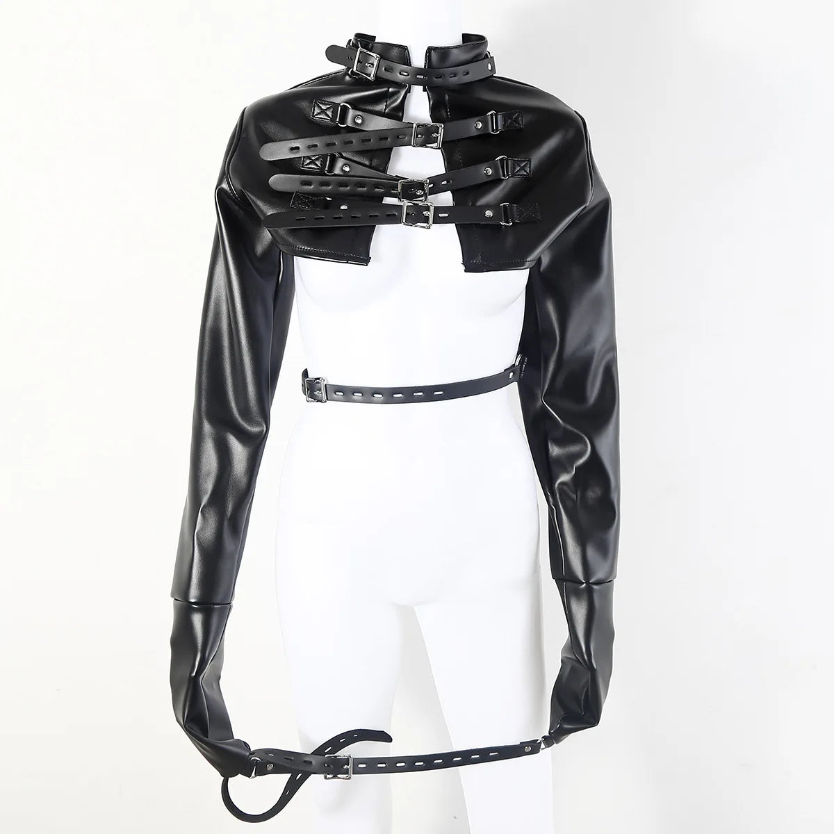 BDSM PU Leather Arm Restraint Straightjacket Bondage Slave Jacket for Women Men Adult Sex Toy Role Play Fetish Gear Tool