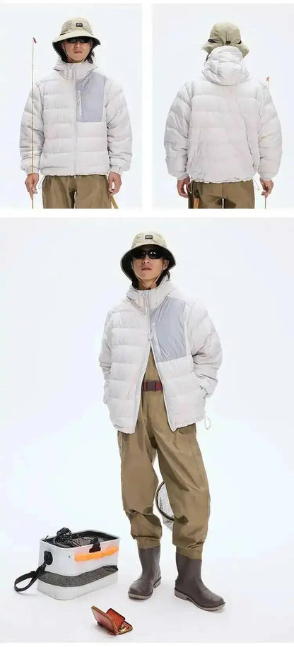 HKSH Outdoor Light Sport Color Contrast Hooded Down Jacket Women's Winter Mountain Leisure Waterproof Climbing Cotton Coat H2887
