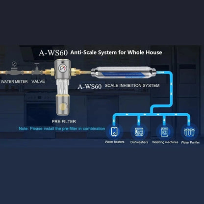 Whole House Salt-Free Water Softener, water filter，Anti limestone，Super-Magnetic Descaler for Scale Inhibition & Removal