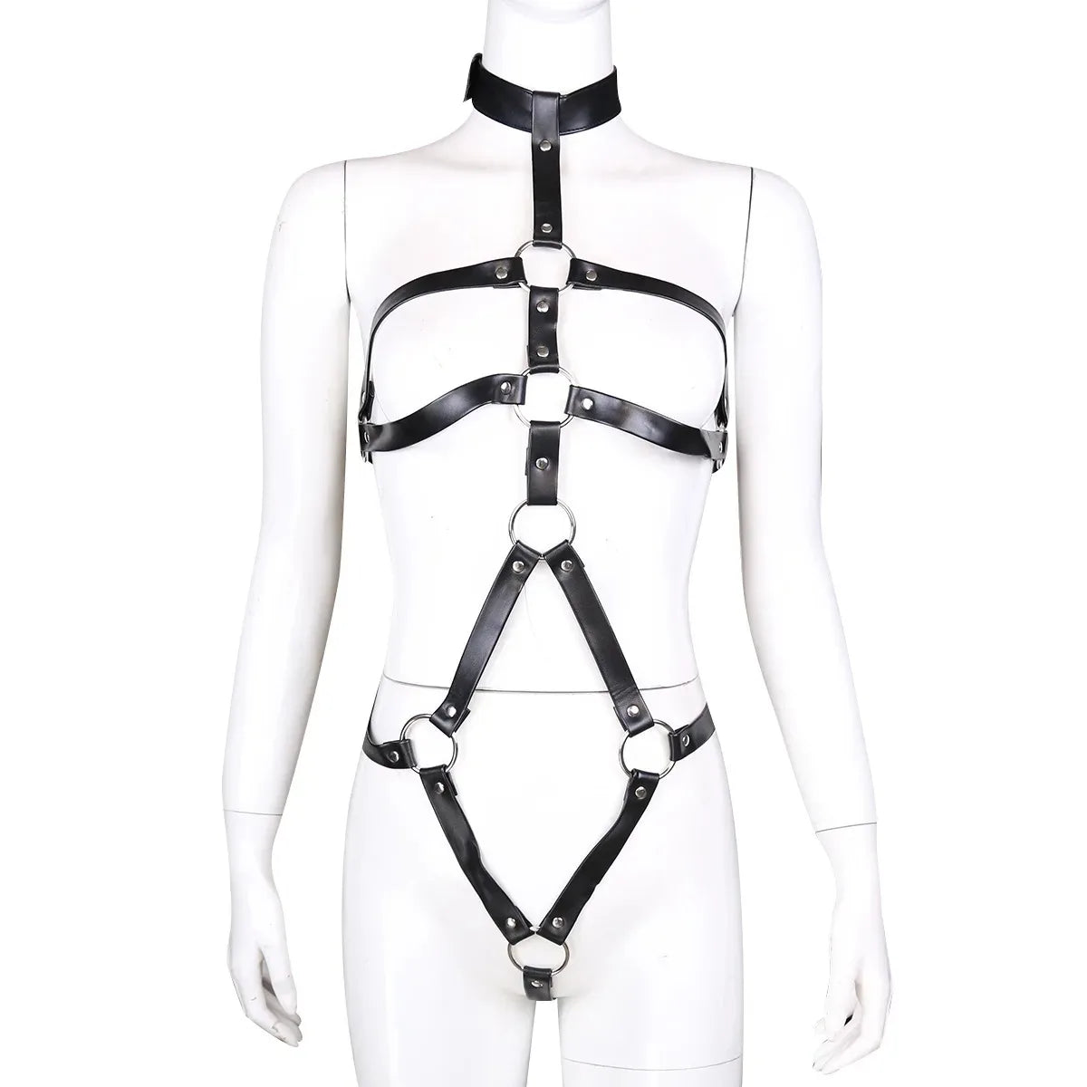 BDSM Bondage Women Garter Set Leather Cage Bra Mesh Harness Sexy Woman Toadette Costume Sexy Goth Fetish Lingerie Sex Adult Game