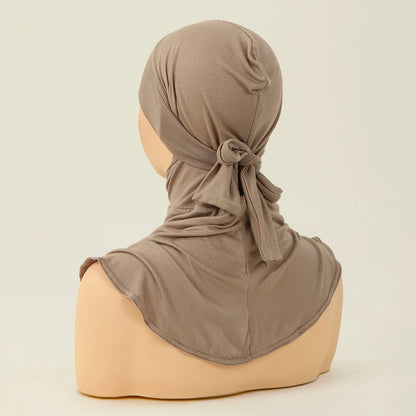Balaclava Inner Hijabs Women Solid Color Tie Back Elasticity Hijabs Full Cover Head Muslim Soft Cotton Jersey Turban Headscarf