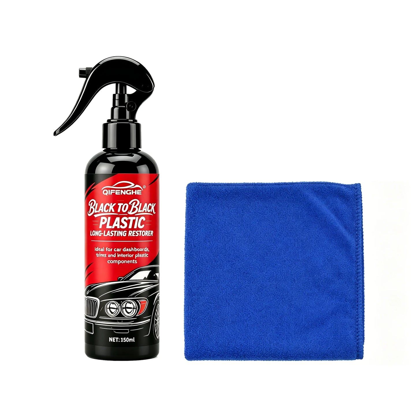 Car Plastic Restorer BLACK TO BLACK Long-Lasting Deep Black Repair Wax Coating for Dashboard, Interior Trim & All Auto Plastic P