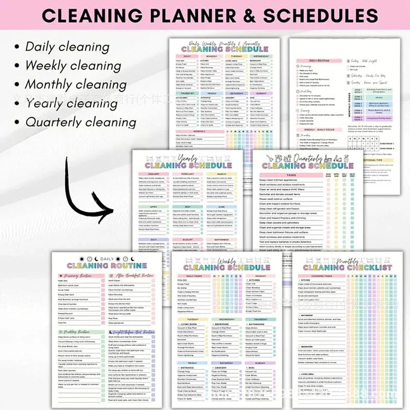 ADHD Cleaning Planner Bundle – Includes Home Cleaning Schedule, Weekly, Monthly, Year-Round Cleanliness Tips, Family Chore Chart