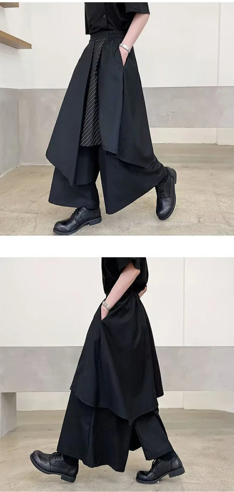 Women Skirts Pants Japaness Gothic Irregular Pants Women High Waist Black Long Pants Skirts Female Pleated Skirts Women Clothing