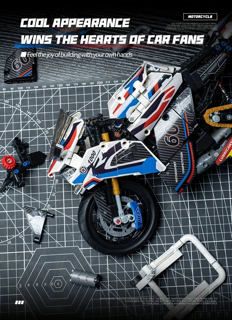 1:8 Motorcycle Building Blocks Set Super Motorbike Model Kit Technical Racing  Assembled Toys Gifts 