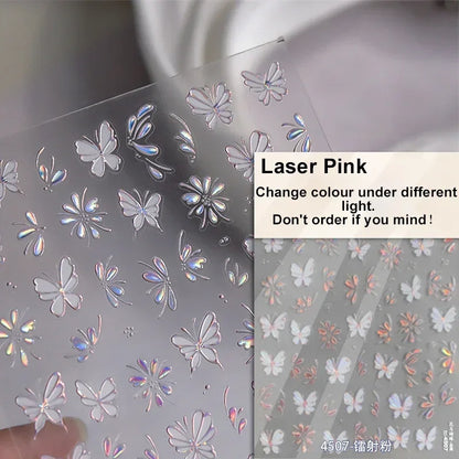 1pcs 5D Japanese Black Butterfly Nail Art Stickers Glitter Shiny Kawaii Self Adhesive Manicure Decorations Tool Decals Accessory