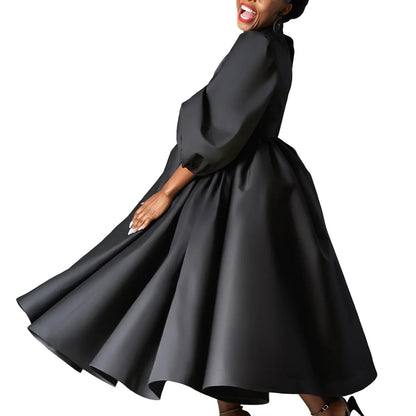 African Dresses For Women Summer Autumn Africa Clothing Wrist Sleeve Sexy O-Neck Perspective Dress Office Lady Party And Belt