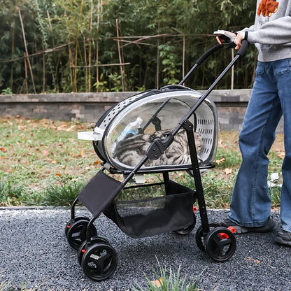 New pet stroller for outdoor travel, lightweight foldable detachable dog stroller for small and medium-sized dogs and cats