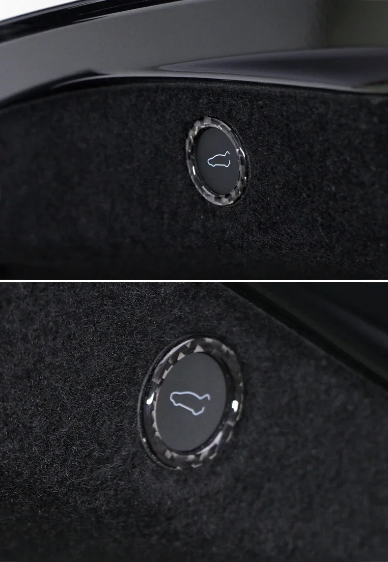 For Tesla 2019- Model 3 Highland 2024 Model Y Juniper Carbon Fiber Rear Trunk Switch Prompt Circle Trim Sticker Car Accessories