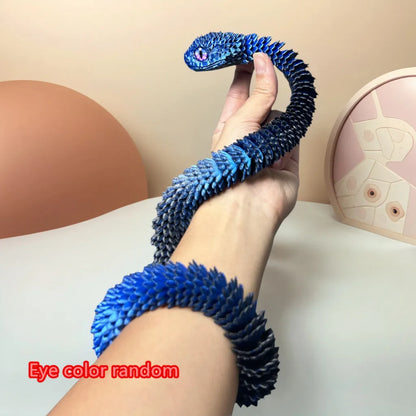 85Cm/33.46In Snake Statue Moveable Joints Animal Model Home Desktop Decoration Ornament Gift Collectible Statue