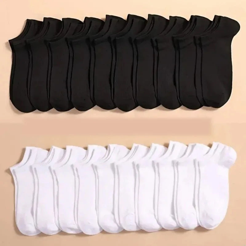Summer Spring Unisex Solid Color Ankle Socks 10/20/40 Pairs Soft Lightweight No Show Sports Socks for Men Women Bulk Value Pack
