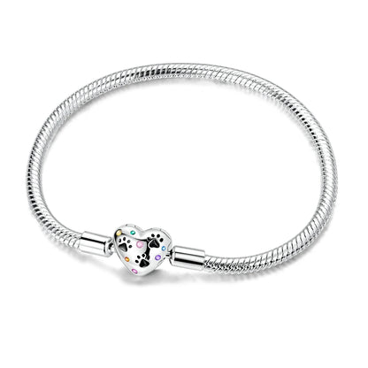 Original 925 Sterling Silver Charm Bracelets Heart Clip Bead Snake Chain Bracelet Fit Charms Beads Diy For Woman Fine Jewelry