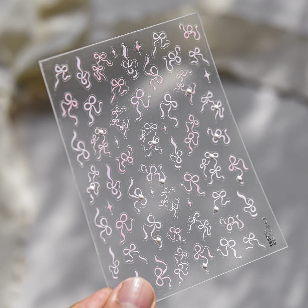 Shell Light Nail Stickers Small Fresh White Bow Ribbon Nail Charms Stickers Self Adhesive Nails 3D Decorations Parts DIY Decals