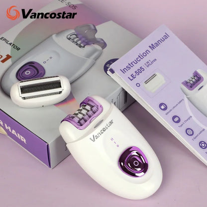 2in1 Epilator Facial Hair Removal Rechargeable 32 Tweezers Smooth Skin Whole Body 2 Speeds Hair Removal Device Electric Shaver