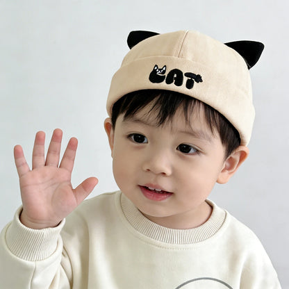 Cute Cat Ear Baby Docker Hat Cartoon Solid Color Toddler Brimless Cap Boy Girl Beanies Summer Cotton Kids Melon Landlord Hats