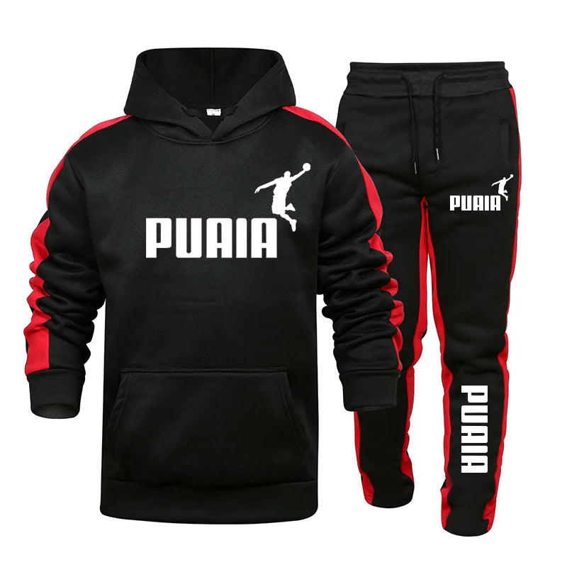 Autumn Winter Popular Mens Tracksuit Hooded Sweatshirts+Jogging Pants Set Daily Gym Outfits Casual Sports High Street Clothing