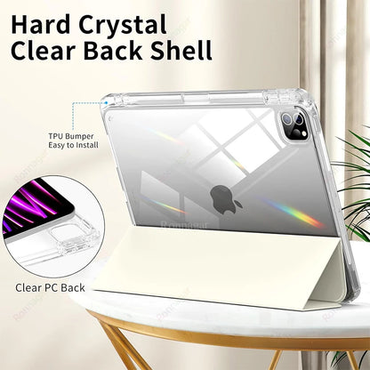 With Pencil Holder Case for iPad A16 A19 12th 11th 2026 Air11 13 Air8 M4 M3 M2 Pro11 12.9 13 M4 M5 Air4 5 10 9 8 7 9.7 10.2 10.5