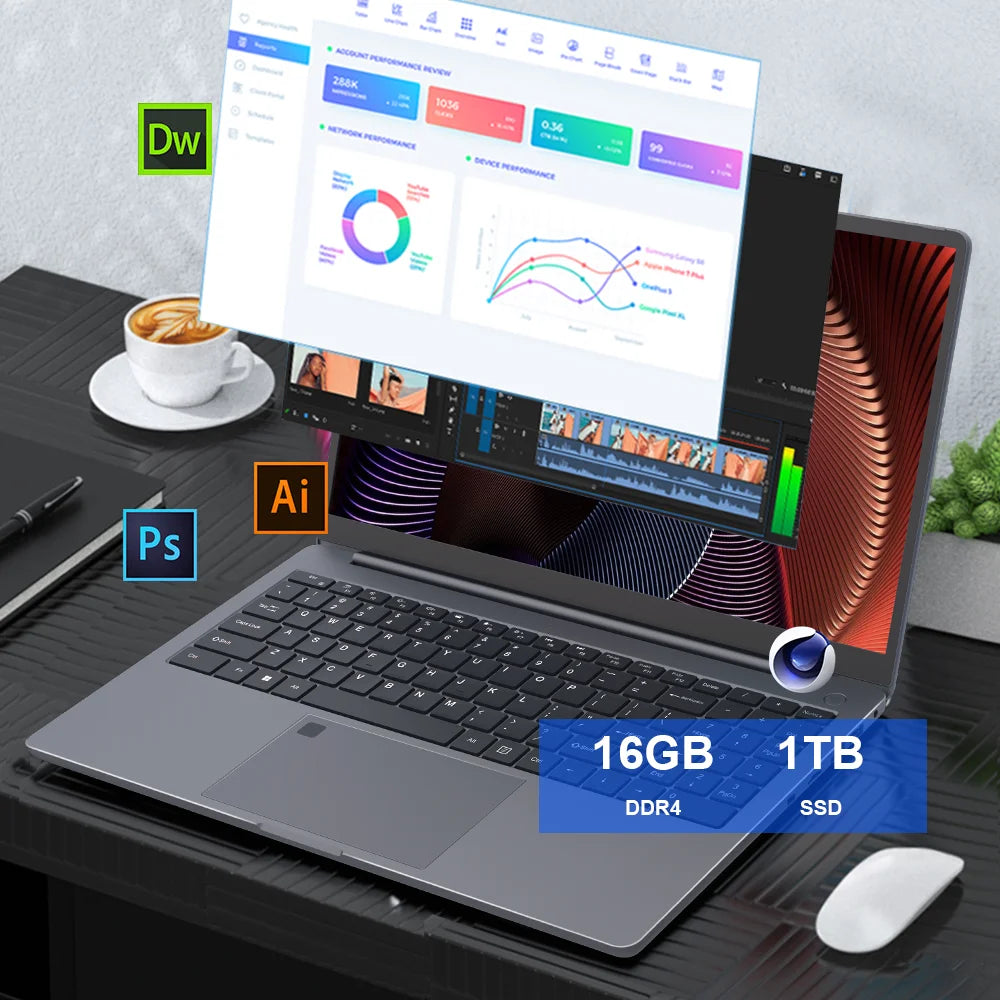 Ninkear A15 PLUS Laptop 15.6" IPS FHD AMD Ryzen 7 5825U Notebook 16G DDR4 +1TB PCI-E 57Wh Battery Windows 11 PRO Office Computer