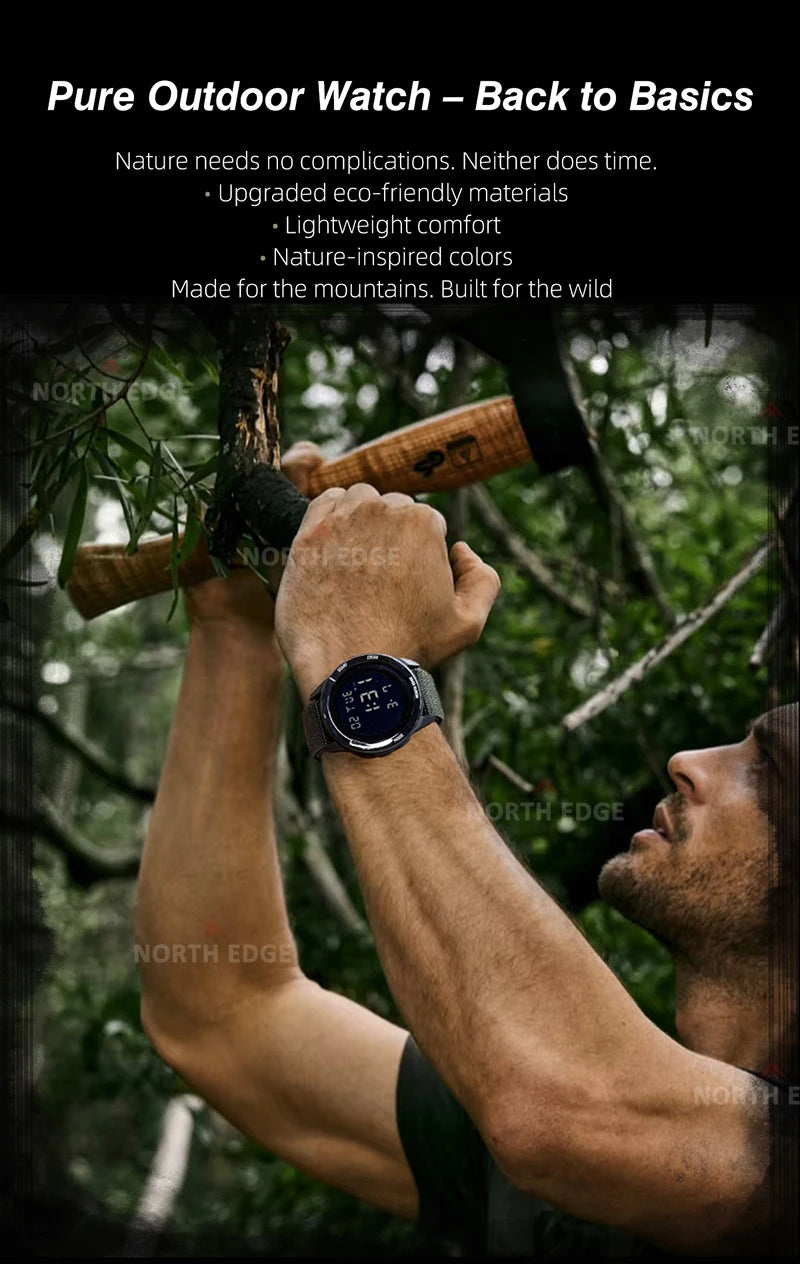 NORTH EDGE 2026 TERRAX Men's Digital Watches Outdoor Sports Swimming Waterproof 50M Stopwatch Countdown Electronic Watch For Men