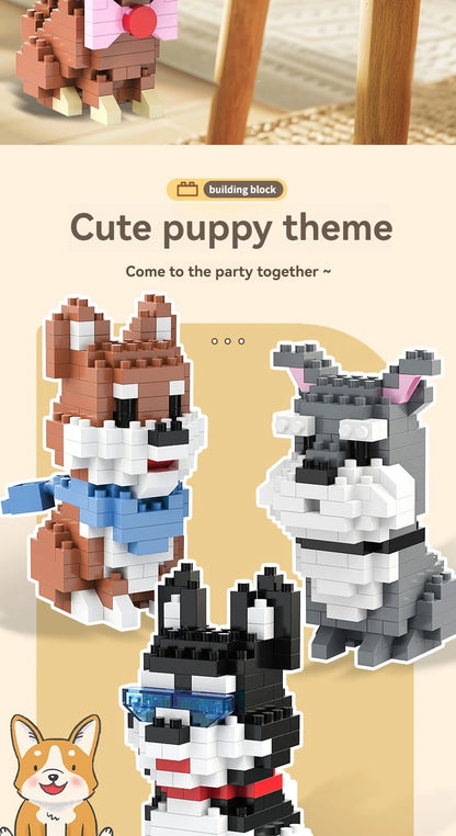 DIY Creative Micro Building Blocks Set  Dogs  Cartoon Character Models DIY Educational Toys For Children Birthday Gift