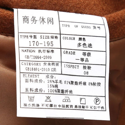 Autumn Winter Double Collar Woolen Coats Men Thick Business Casual Wool Blends Trench Coat Male Solid Turn Down Collar Outerwear